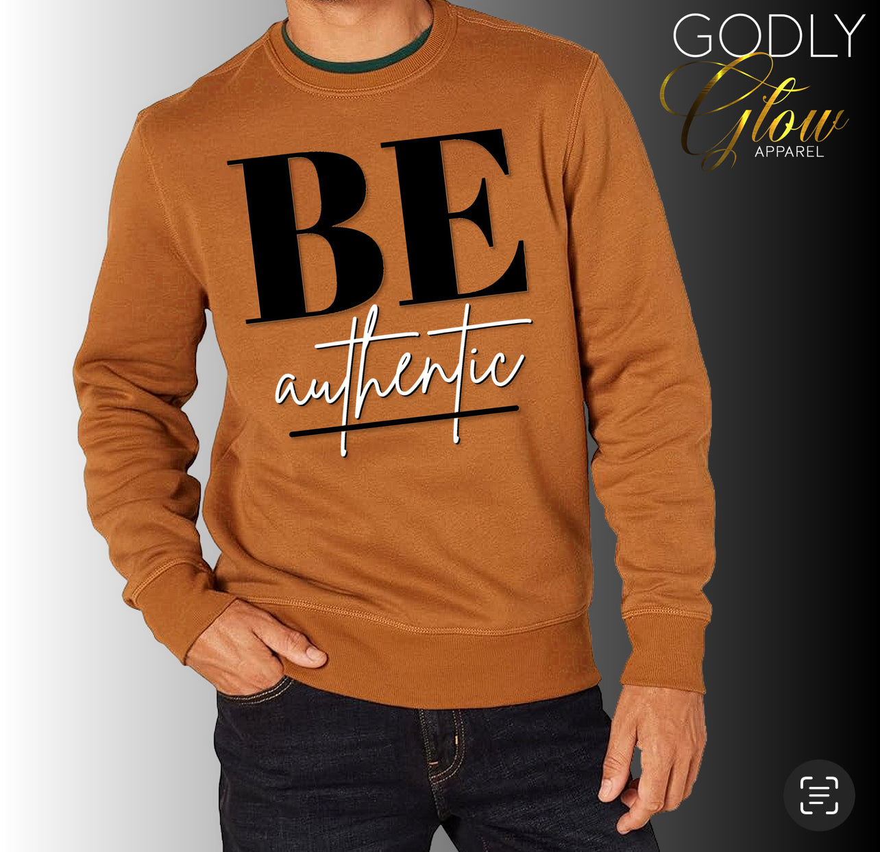 PREORDER – “Be Authentic” Sweatshirt ( Rust Orange/Black/White)
