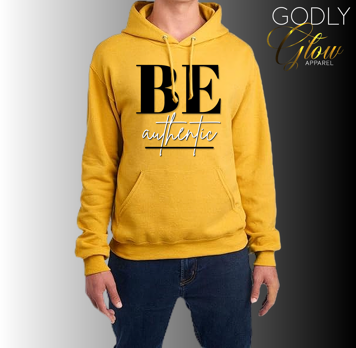PREORDER – “Being Authentic” Hoodie (Mustard Yellow/White/Black)
